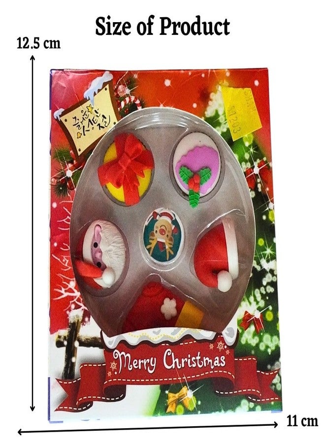 G.FIDEL مجموعة ممحاة عيد الميلاد ثلاثية الأبعاد من جي. فيدل، 5 قطع، ممحاة أقلام رصاص، ممحاة أحجية عيد الميلاد للأطفال - Image 4